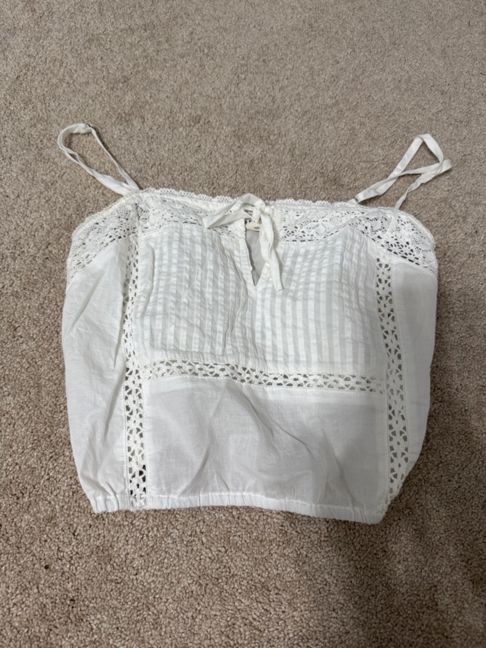 Aeropostale White Lace-Trim Cotton Cami
